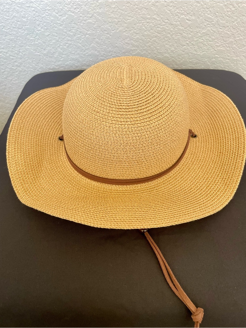 FURTALK Tan Braided Straw 14” Extra Wide Brim Adjustable Sun Beach Hat